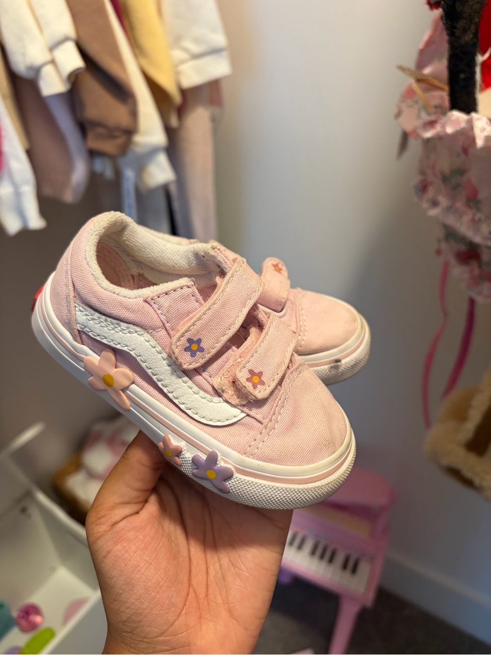 Vans Kids Pink Floral Velcro Sneakers